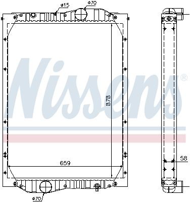 032106130 NISSENS Aluminium, 878 x 659 x 58 mm, with frame, Brazed cooling fins Radiator 69603A buy