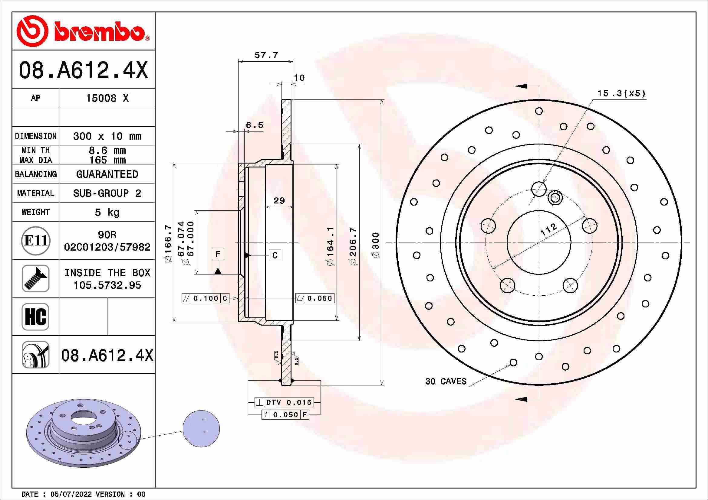 Great value for money - BREMBO Brake disc 08.A612.4X
