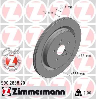 ZIMMERMANN 338x18mm, 7/5, 5x114, internally vented, Coated Ø: 338mm, Rim: 5-Hole, Brake Disc Thickness: 18mm Brake rotor 590.2838.20 buy