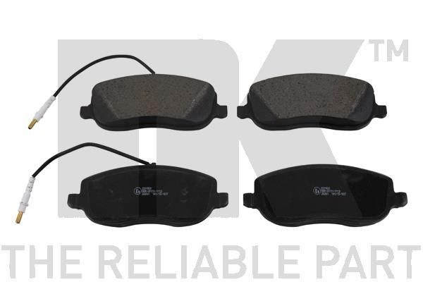 NK 221952 Brake pad set with integrated wear warning contact, with anti-squeak plate, without accessories