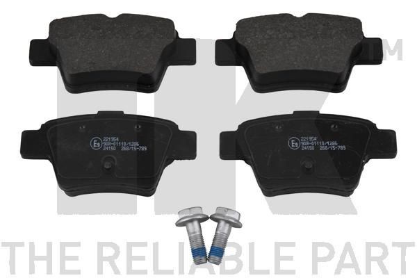 NK 221954 Brake pad set excl. wear warning contact, with anti-squeak plate, with accessories