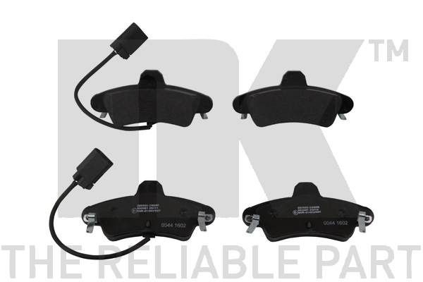 NK 222520 Brake pad set with integrated wear warning contact, with anti-squeak plate, without accessories