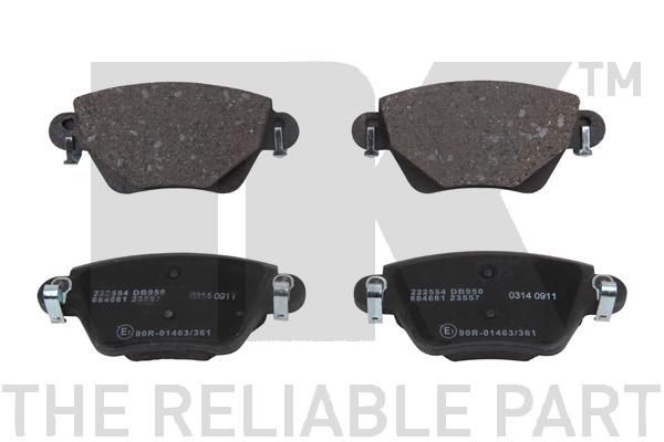 NK 222554 Brake pad set incl. wear warning contact, with anti-squeak plate, without accessories