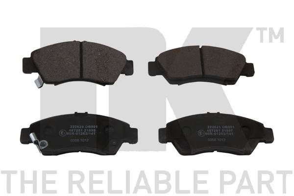 NK 222625 Brake pad set with acoustic wear warning, with anti-squeak plate, without accessories