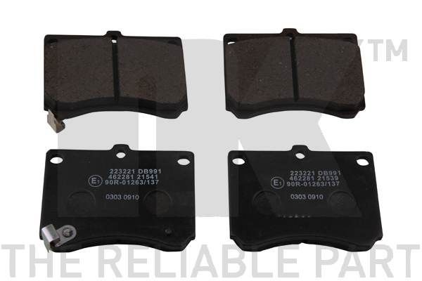 NK 223221 Brake pad set with acoustic wear warning, with anti-squeak plate, without accessories