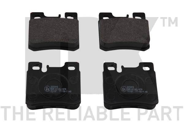 NK 223315 Brake pad set prepared for wear indicator, with anti-squeak plate, without accessories