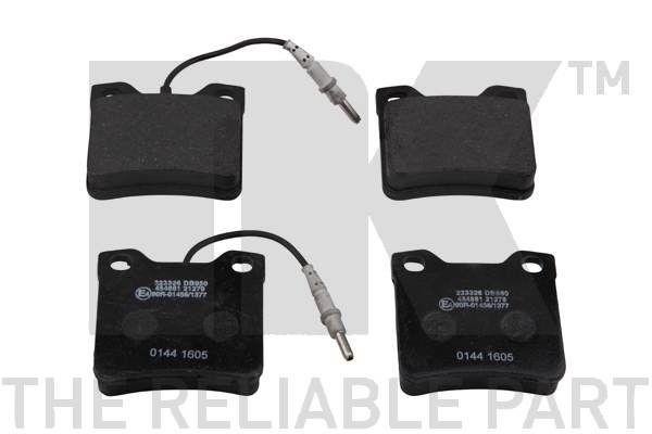 NK 223326 Brake pad set with integrated wear warning contact, with anti-squeak plate, without accessories
