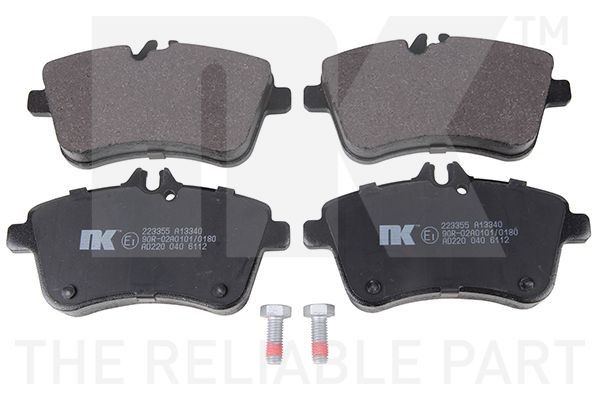 NK 223355 Brake pad set without integrated wear sensor, with anti-squeak plate, with accessories