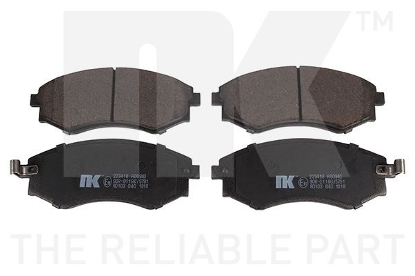NK 223418 Brake pad set with acoustic wear warning, with anti-squeak plate, without accessories
