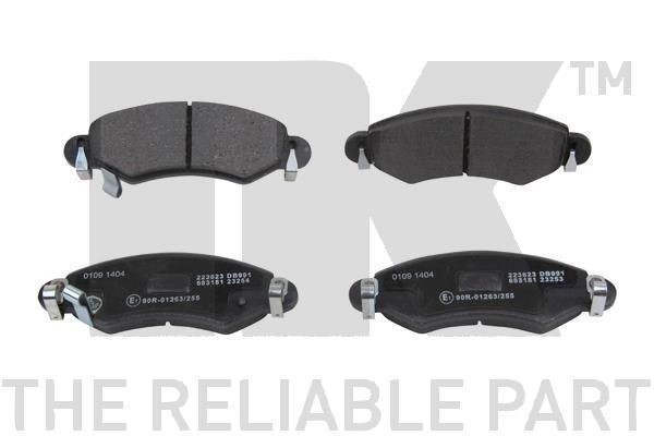 NK 223623 Brake pad set with acoustic wear warning, with anti-squeak plate, without accessories