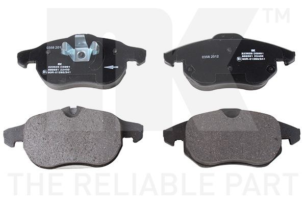 NK 223628 Brake pad set prepared for wear indicator, with anti-squeak plate, without accessories