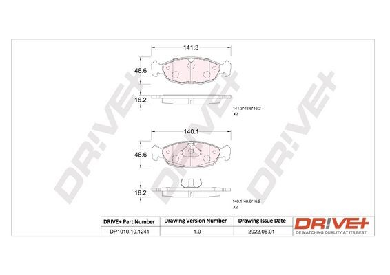 Dr!ve+ Height: 48,4mm, Thickness: 16,2mm Brake pads DP1010.10.1241 buy