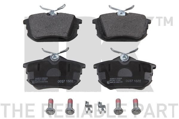 NK 224815 Brake pad set with acoustic wear warning, with anti-squeak plate, with accessories