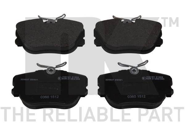 NK 229937 Brake pad set excl. wear warning contact, with anti-squeak plate, without accessories