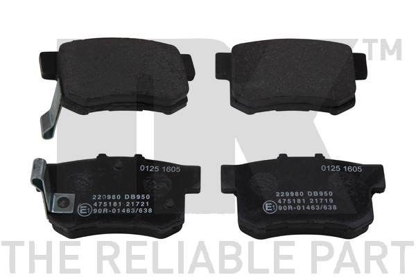 NK 229980 Brake pad set with acoustic wear warning, without accessories
