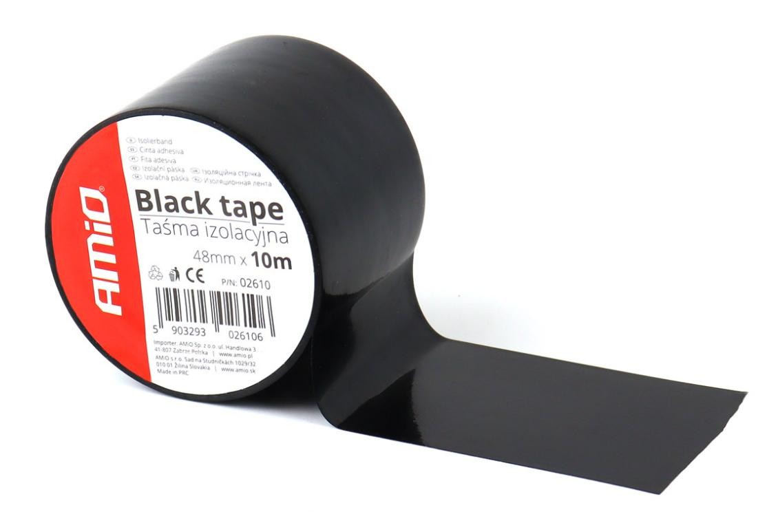 AMiO 02610 Adhesive tape for car interior 48mm, black, PVC, 10m