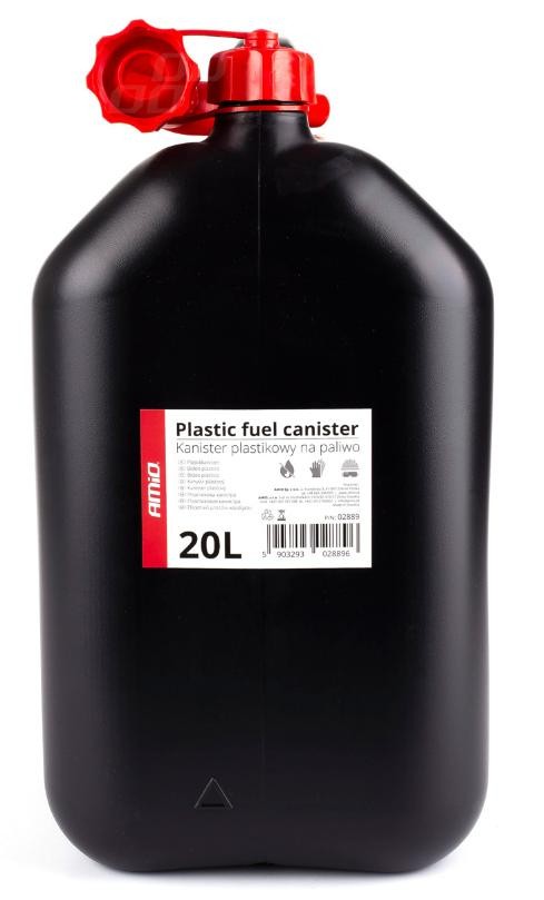 AMiO 02889 Petrol canister 20l, Plastic, Petrol, Diesel, black, UN: 3H1/Y/150/17/EN, COBRO 1177/FGB