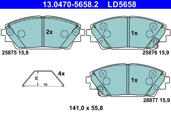 ATE Brake pad kit 13.0470-5658.2 for MAZDA 3, CX-3, CX-30