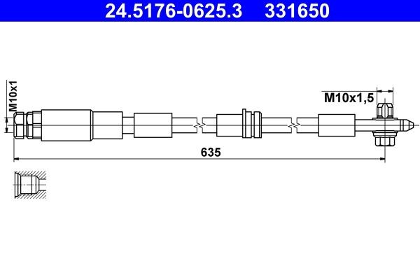 Skoda KAMIQ Pipes and hoses parts - Brake hose ATE 24.5176-0625.3