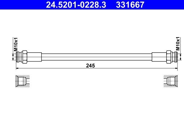 24.5201-0228.3 ATE Brake flexi hose OPEL 245 mm