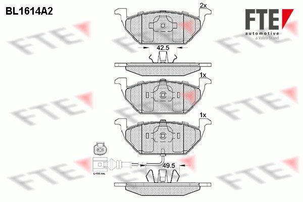 9010250 FTE Brake pad set SMART Front Axle, incl. wear warning contact