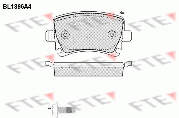 BL1896A4 FTE Rear Axle Height: 56,1mm, Width: 105mm, Thickness: 17mm Brake pads 9010484 buy