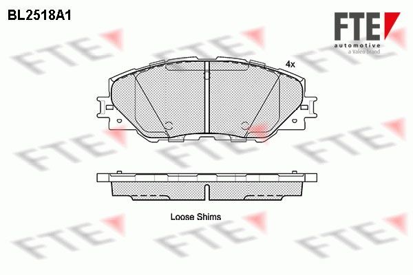 BL2518A1 FTE Front Axle Height: 56,8mm, Width: 146mm, Thickness: 17,6mm Brake pads 9010776 buy
