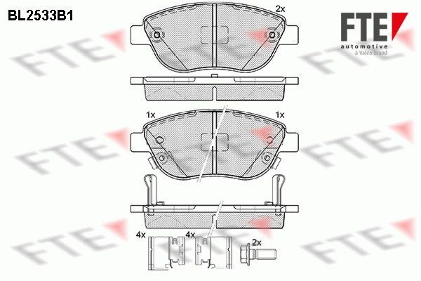 BL2533B1 FTE Front Axle, incl. wear warning contact Height 2: 57,5mm, Height: 57,6mm, Width 2 [mm]: 137mm, Width: 137mm, Thickness: 19,2mm Brake pads 9010786 buy