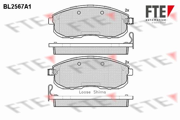 9010819 FTE Brake pad set NISSAN Front Axle, incl. wear warning contact