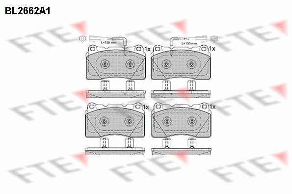 FTE 9010901 Brake pad set Front Axle, incl. wear warning contact