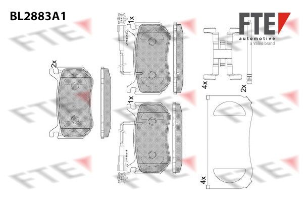 Brake pad kit FTE Rear Axle, incl. wear warning contact - 9011123