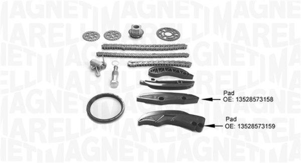 341500001430 MAGNETI MARELLI Timing chain set MINI with oil pump chain, with gear, Closed chain, Simplex