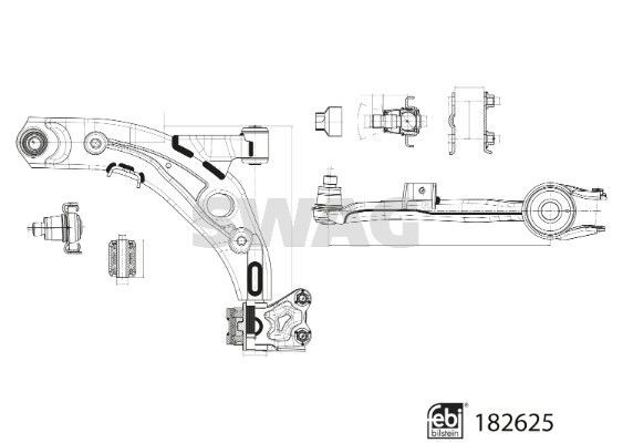 SWAG 33 10 8695 Kit braccetti Mazda CX-7 2006 di qualità originale