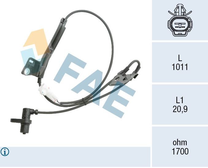 FAE Inductive Sensor, 2-pin connector, 1011mm Number of pins: 2-pin connector Sensor, wheel speed 78561 buy