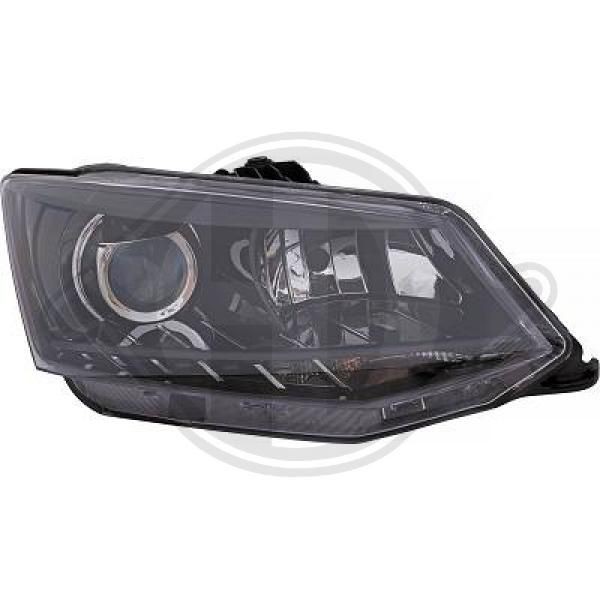 7807982 DIEDERICHS Headlight SKODA Right, H7/H7, Halogen, with daytime running light (LED), for right-hand traffic, with motor for headlamp levelling