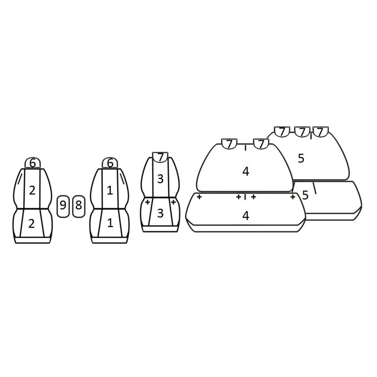 ATRA black, Front and Rear Number of Parts: 20-part Seat cover S-/41_T06 buy
