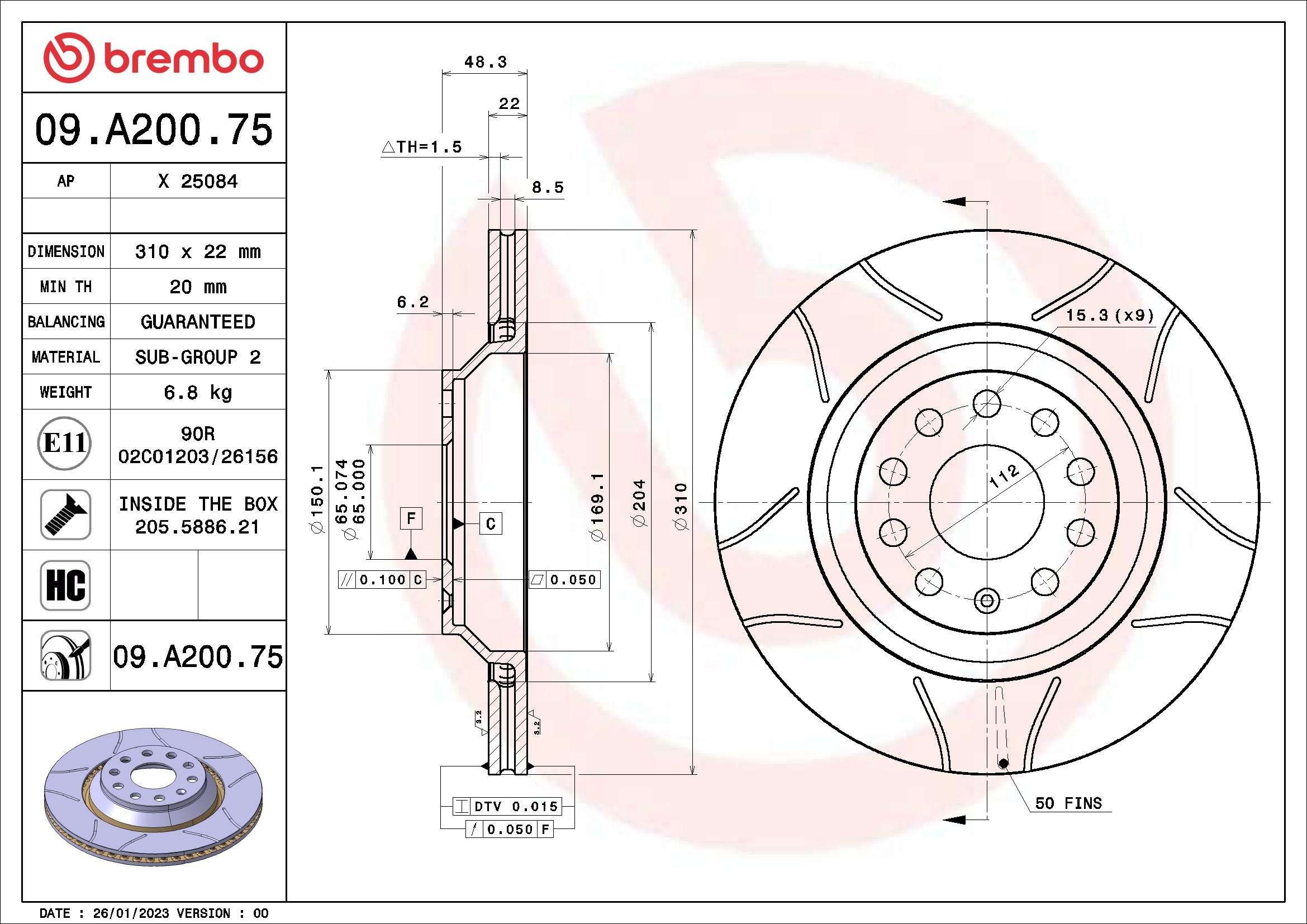 Great value for money - BREMBO Brake disc 09.A200.75