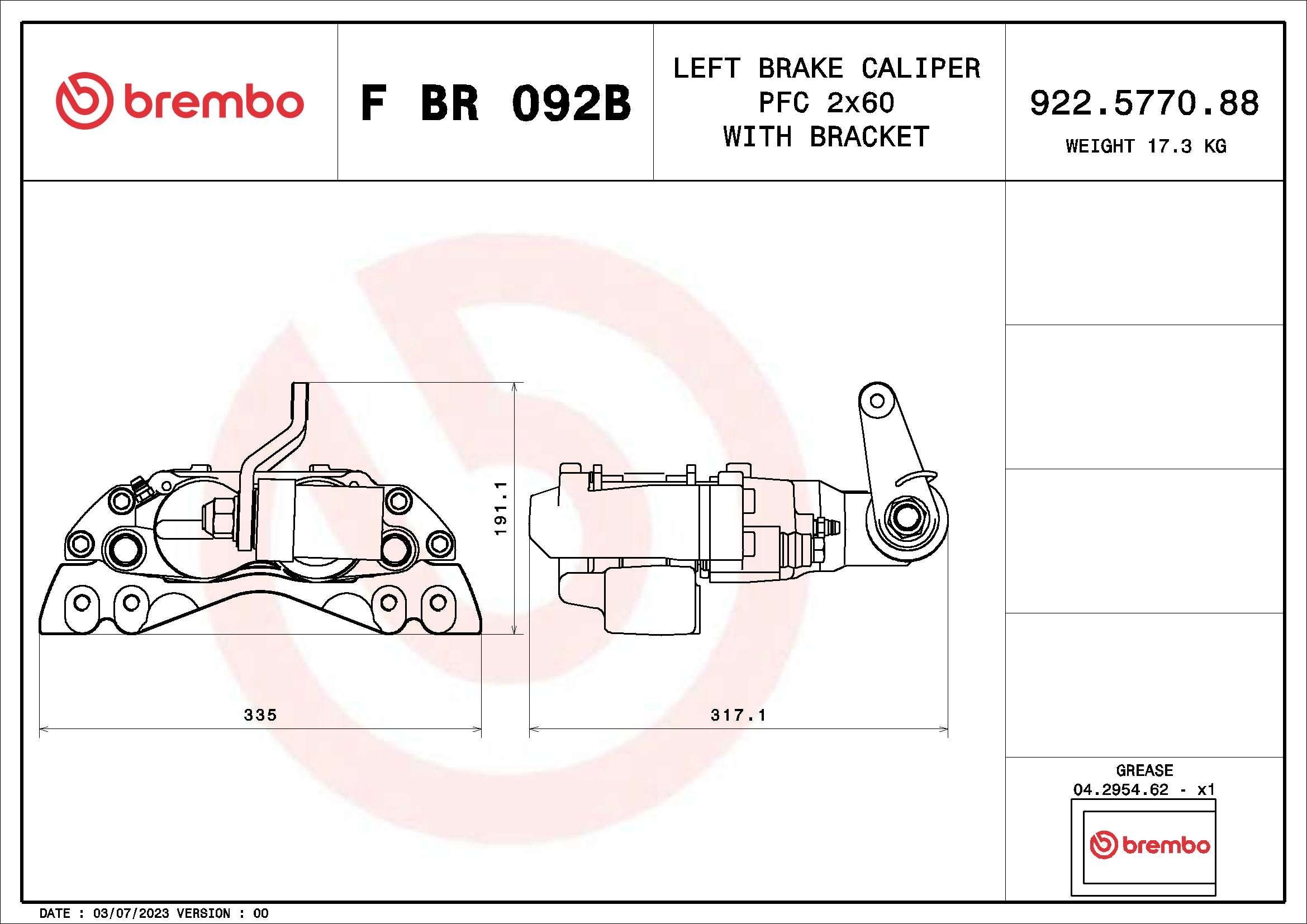 BREMBO Bremssattel F BR 092B