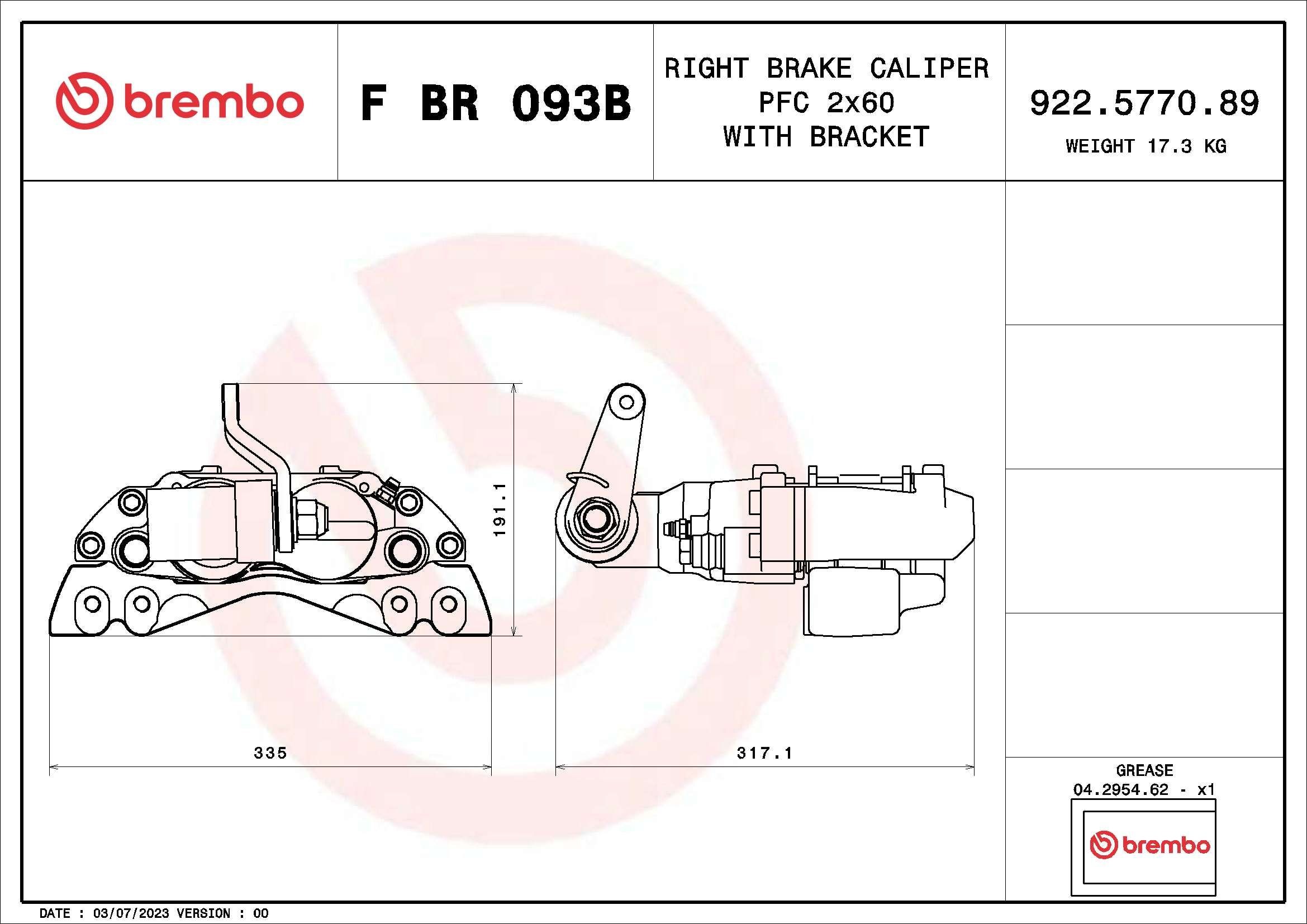 BREMBO Bremssattel F BR 093B