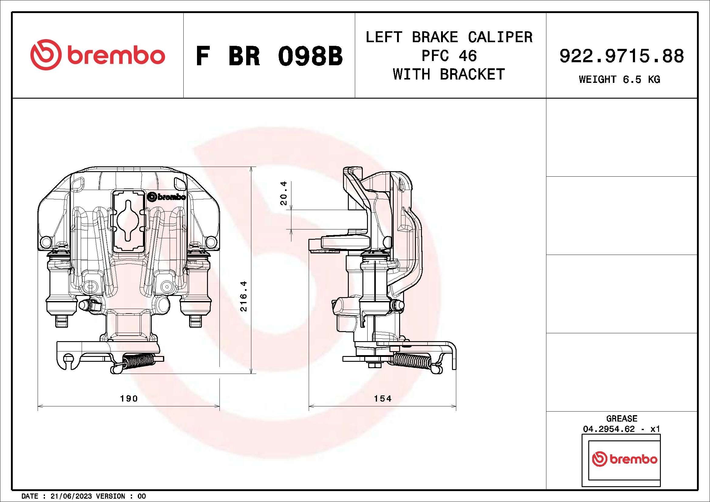 BREMBO Calipers F BR 098B for NISSAN CABSTAR E, NT400