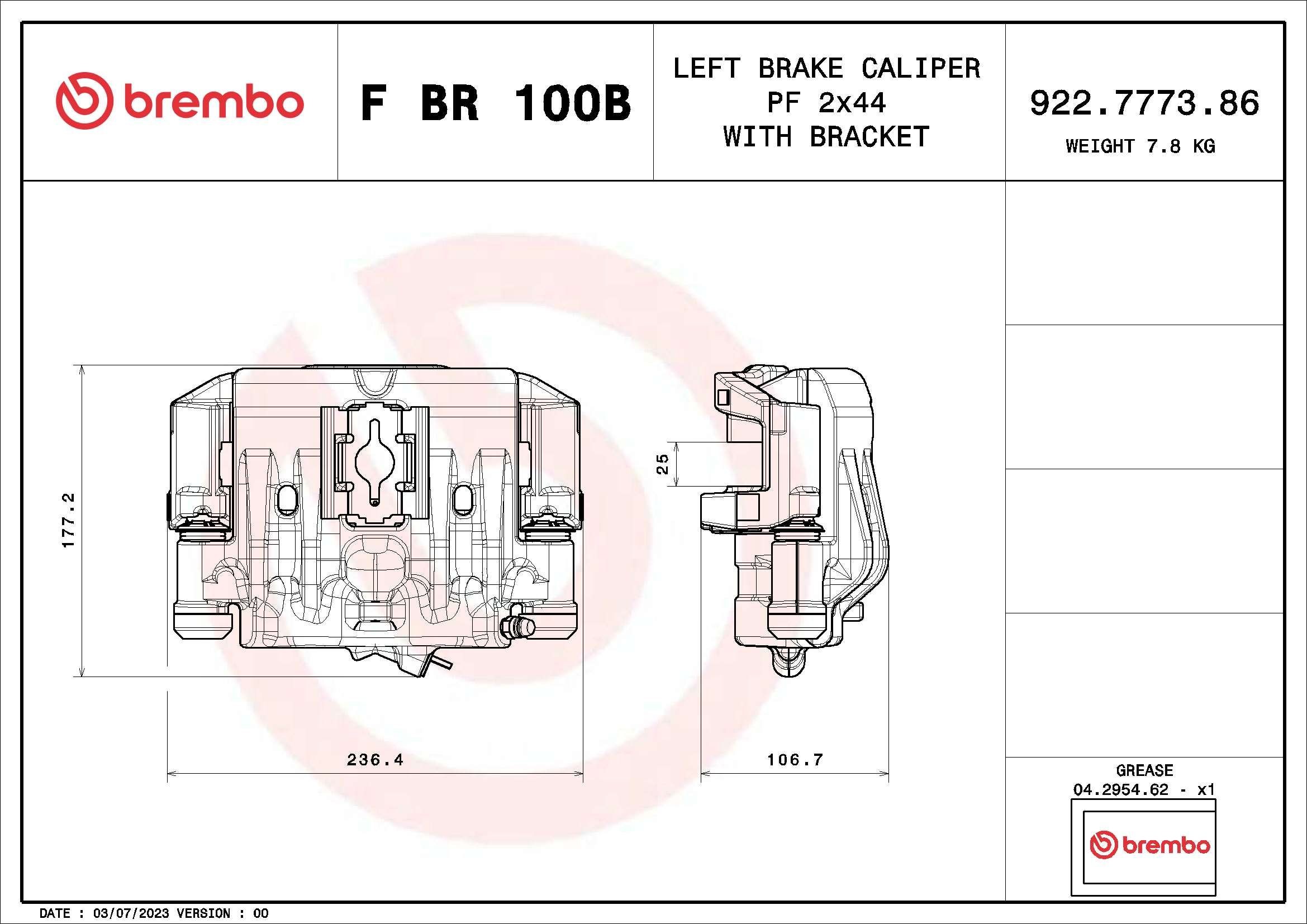 BREMBO Calipers F BR 100B for IVECO Daily