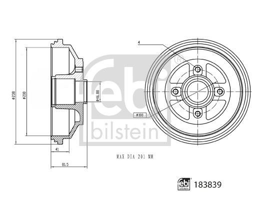 Volkswagen SANTANA Brake drum 20297564 FEBI BILSTEIN 183839 online buy