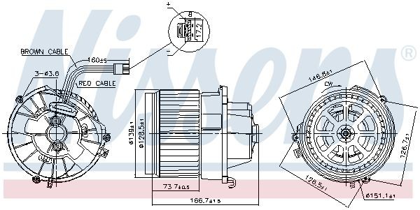72520930 NISSENS without integrated regulator Voltage: 12V Blower motor 87599 buy