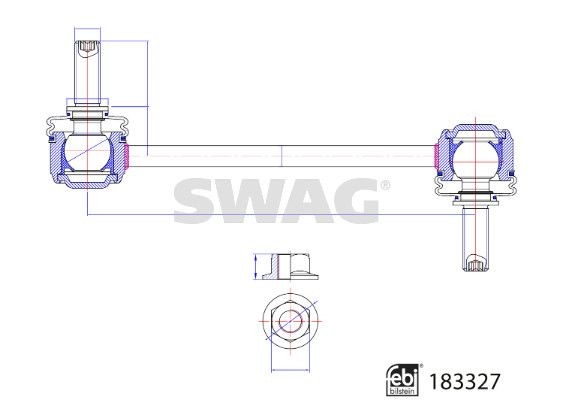 SWAG Front Axle Left, Front Axle Right, 183mm, M12 x 1,75 , with self-locking nut, Steel Length: 183mm Drop link 33 10 8916 buy