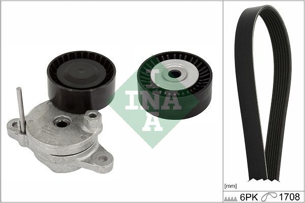 INA 529 0533 10 V-Ribbed Belt Set Check alternator freewheel clutch & replace if necessary