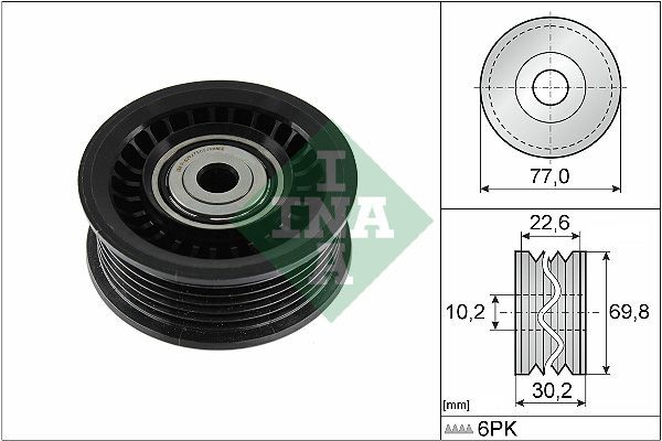 INA Ø: 77mm Deflection / Guide Pulley, v-ribbed belt 532 1075 10 buy