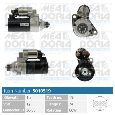 MEAT & DORIA 5010519 Starters MERCEDES-BENZ A-Class (W176) A 200 (176.043) 156 hp Petrol 2014