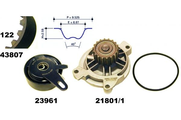 41839/1 MAPCO Timing belt kit with water pump buy cheap