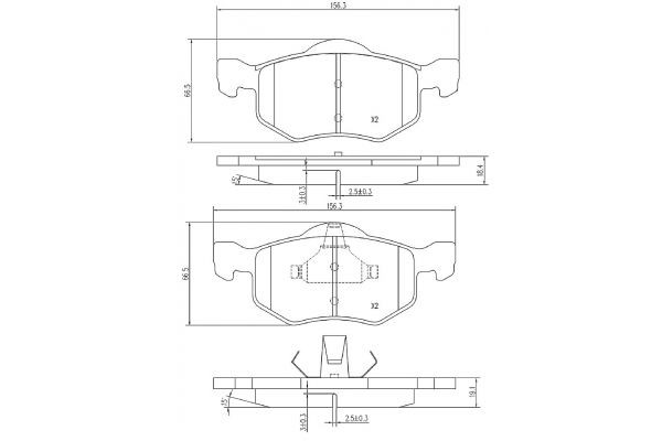 MAPCO Front Axle Height: 66,5mm, Width: 156,4mm, Thickness: 19,6mm Brake pads 6731 buy