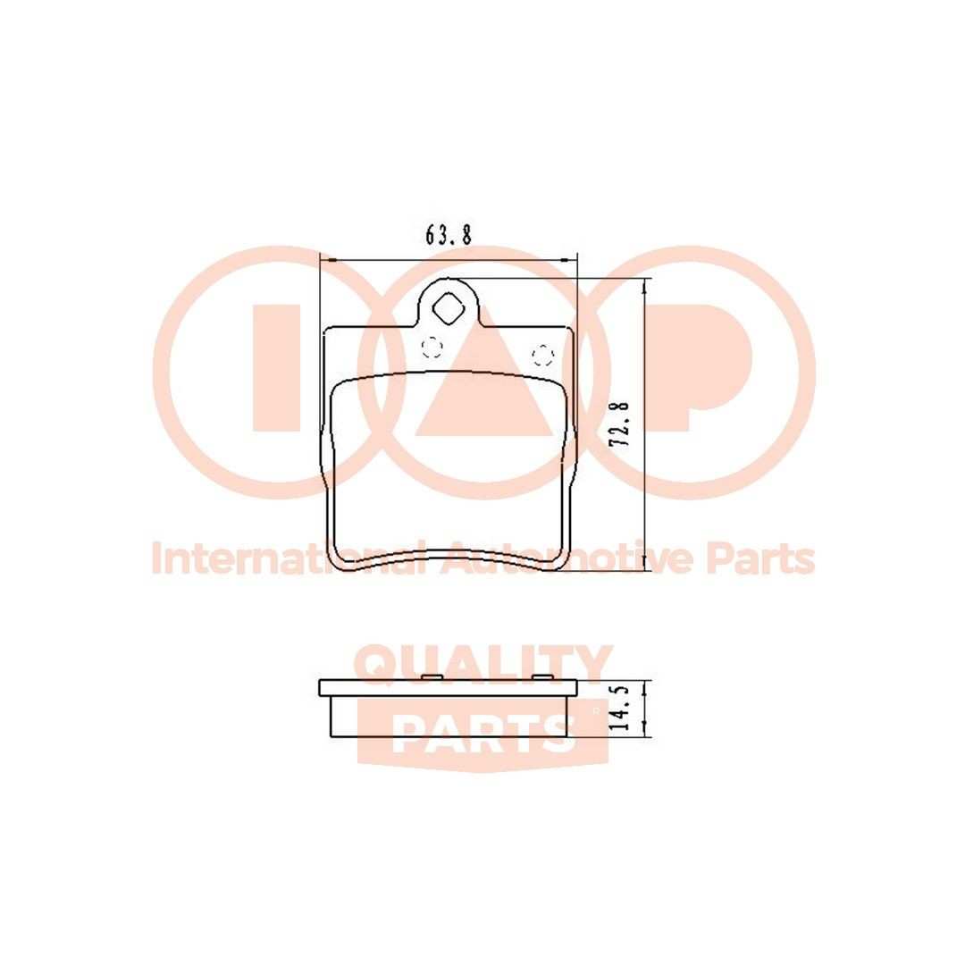 IAP QUALITY PARTS Rear Axle Height: 72,8mm, Width: 63,8mm, Thickness: 14,5mm Brake pads 704-02081 buy